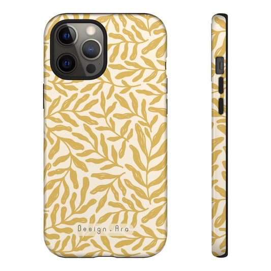 Elegantní květinový odolný telefonní kryt – Pevná ochrana s listovým designem