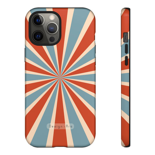 Nárazuvzdorný telefonní kryt Retro Burst v červeno-modrém provedení