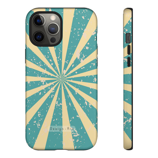 Retro Sunburst telefonní kryt v tyrkysové barvě s ochranou proti nárazům