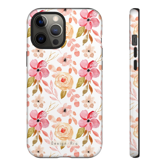 Pevný telefonní kryt s květinovým vzorem a elegantním designem