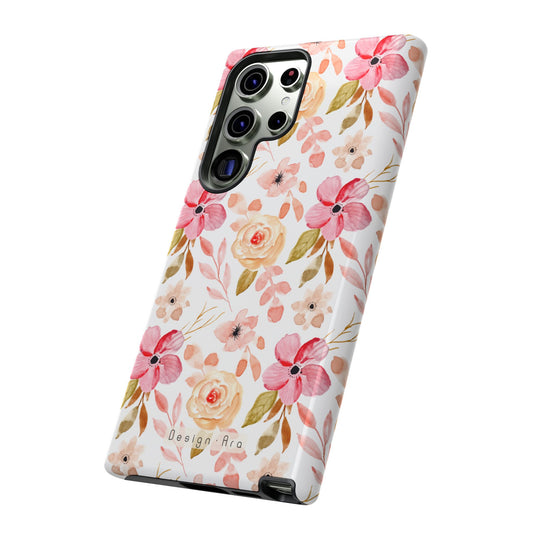 Pevný telefonní kryt s květinovým vzorem a elegantním designem