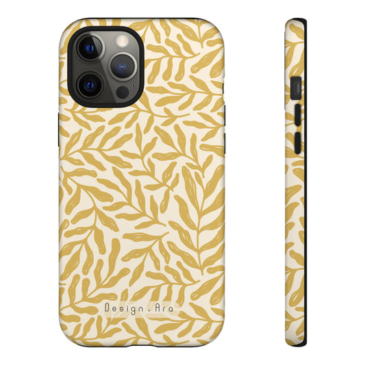 Elegantní květinový odolný telefonní kryt – Pevná ochrana s listovým designem