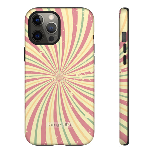 Odolný retro obal na telefon s barevným spirálovým designem pro stylové uživatele