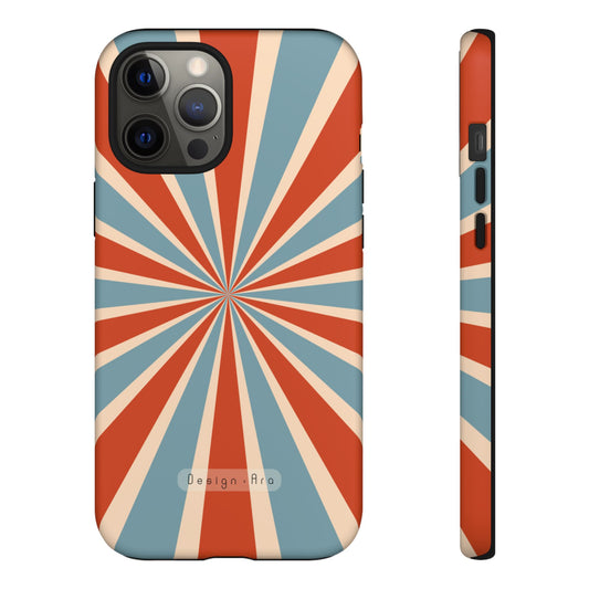 Retro Burst červeno-modrý odolný obal na telefon – barevný nárazuvzdorný kryt