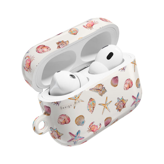 Stylové AirPods pouzdro s plážovým motivem mušlí