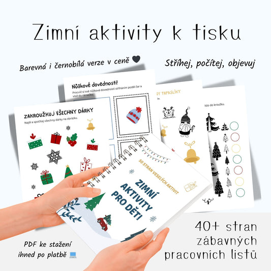 Zimní aktivity pro děti – 40+ veselých listů k tisku 🎄❄️