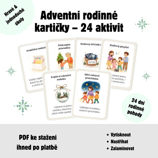 Adventní rodinné kartičky – 24 zimních aktivit do Vánoc