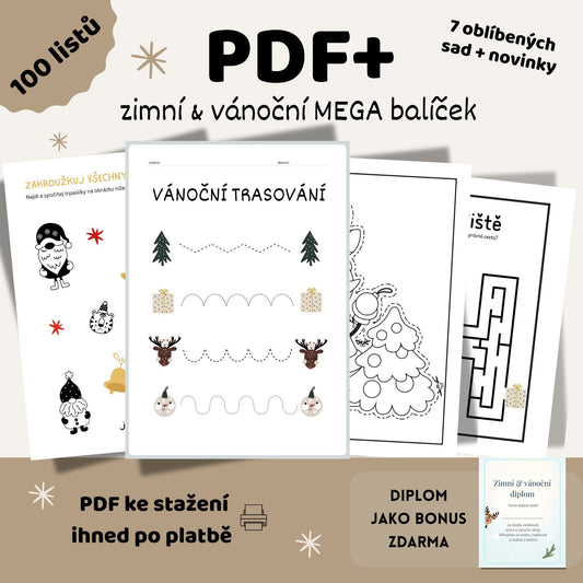 Zimní & vánoční MEGA balíček – 100 stran