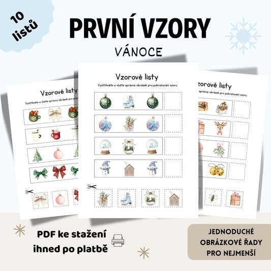 První vzory – vánoční pracovní listy pro děti (PDF)
