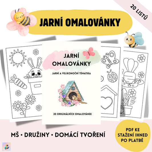 Jarní omalovánky pro děti (20 listů) – Velikonoční PDF sada