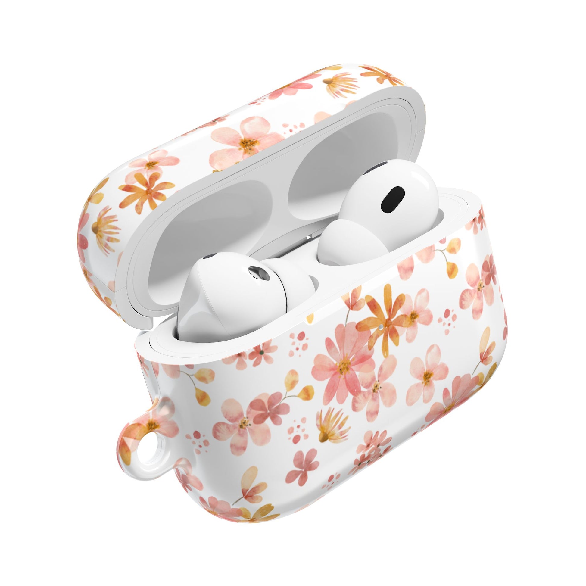 Květinový obal na AirPods Pro 2 s růžovým květinovým designem