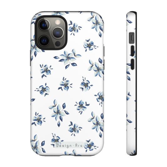Designový kryt na telefon s modrými kvítky