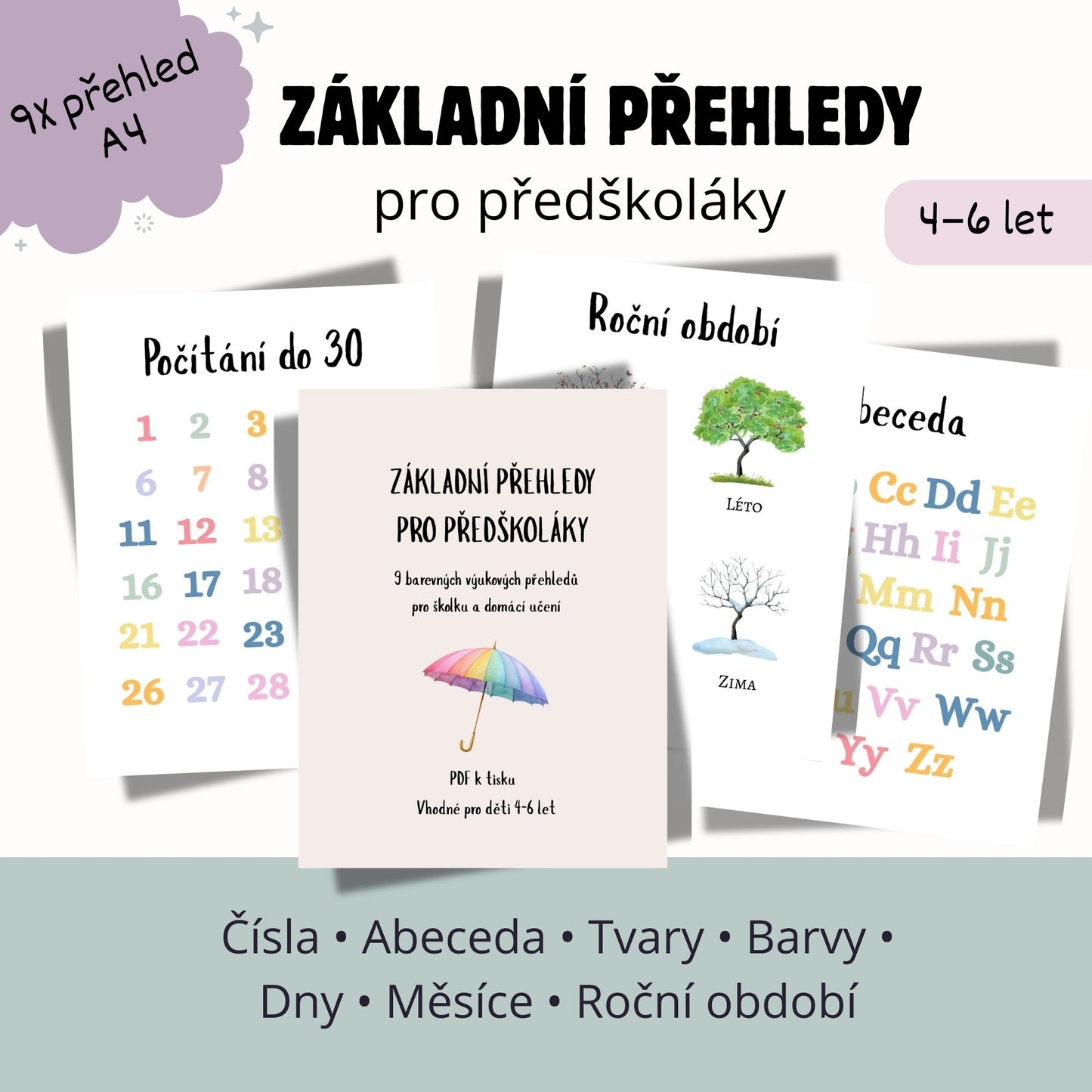 Základní přehledy pro předškoláky (9× A4)
