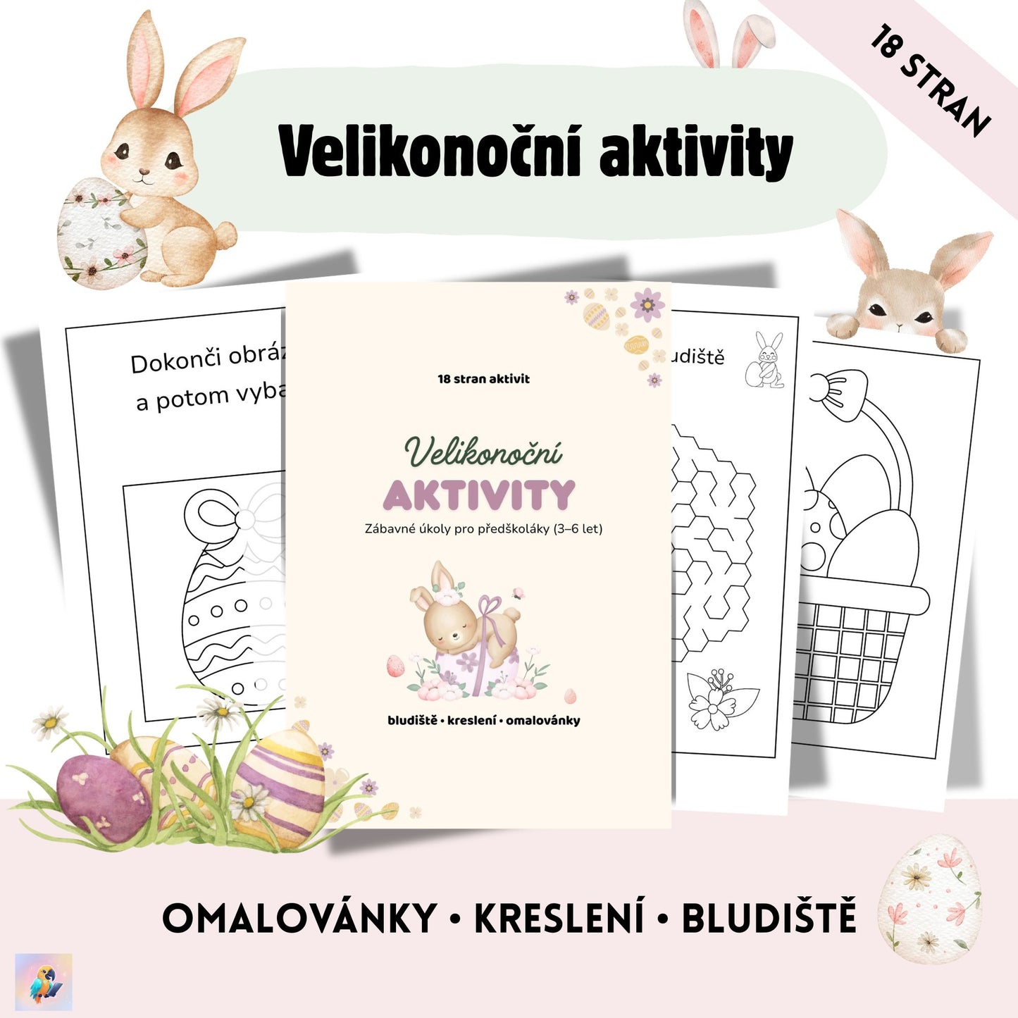 Velikonoční aktivity pro děti (3–6 let) – 18 stran zábavy 🐰