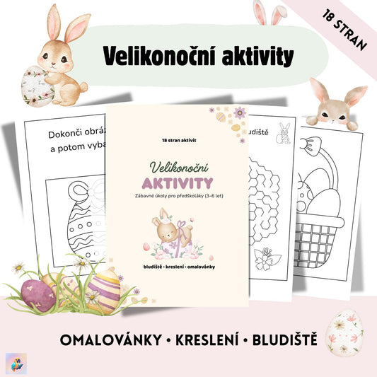 Velikonoční aktivity pro děti (3–6 let) – 18 stran zábavy 🐰